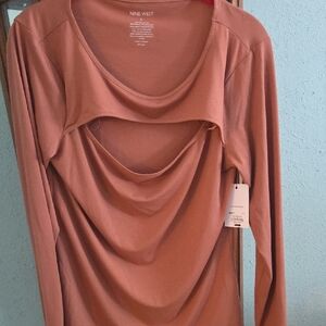 Nine West Women's Terracotta Drape Front Blouse